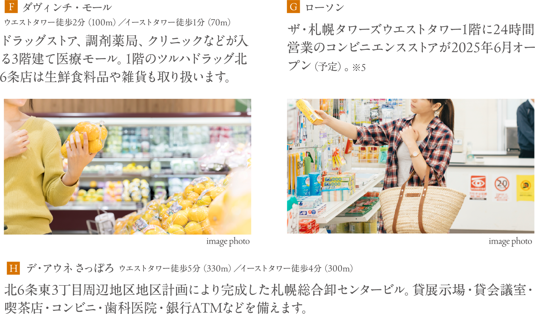 F:ダヴィンチ・モール G:ローソン H:デ・アウネ さっぽろ