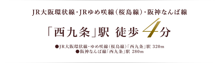 JR大阪環状線・JRゆめ咲線（桜島線）・阪神なんば線「西九条」駅 徒歩4分