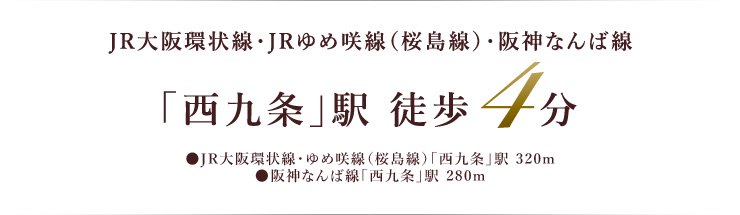 JR大阪環状線・JRゆめ咲線（桜島線）・阪神なんば線 「西九条」駅 徒歩4分